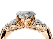Cluster Engagement Ring Setting for Heart-Shaped Center with Round Cut Accent Frame and Prong Head in Rose Gold