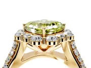 Large Accent Halo Engagement Ring Setting for Fancy Yellow Asscher Cut Center with Pave Split Shank and Prong Head in Yellow Gold