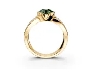 Bezel Engagement Ring Setting for Fancy Green Round Cut Center with Wide Channel-Set Band and Bezel Head in Yellow Gold