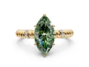 Rope Engagement Ring Setting for Fancy Green Marquise Center with Accent Shoulders and Prong Head in Yellow Gold
