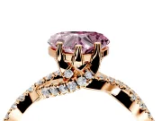 Solitaire Engagement Ring Setting for Fancy Pink Heart-Shaped Center with Narrow Twist Pave Band and Prong Head in Rose Gold