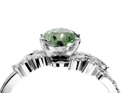 Solitaire Engagement Ring Setting for Fancy Green Pear-Shaped Center with Marquise Accent Twist Band and Prong Head in Sterling Silver