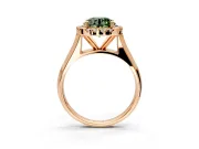 Halo Engagement Ring Setting for Fancy Green Round Cut Center with Square Band and Prong Head in Rose Gold