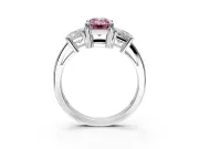 3 Stone Engagement Ring Setting for Fancy Pink Emerald Cut Center with Matching Side Accents and Prong Head in Platinum