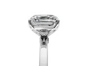 Solitaire Engagement Ring Setting for Asscher Cut Center with Thin Rounded Plain Band and Prong Head in Platinum