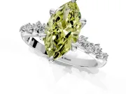 Solitaire Engagement Ring Setting for Fancy Yellow Marquise Center with Trailing Leaf Accent Band and Prong Head in Platinum