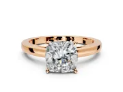 Solitaire Engagement Ring Setting for Cushion Cut Center with Basket Rail and Prong Head in Rose Gold