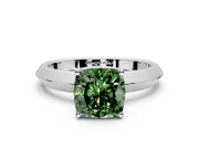 Solitaire Engagement Ring Setting for Fancy Green Cushion Cut Center with Wide Knife Ridge Band and Prong Head in Sterling Silver