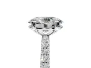 Solitaire Engagement Ring Setting for Oval Center with Pave Band and Claw Prong Head in White Gold
