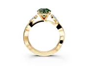 Floral Engagement Ring Setting for Fancy Green Round Cut Center with Trailing Marquise Accents and Prong Head in Yellow Gold