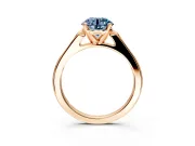 Solitaire Engagement Ring Setting for Fancy Blue Round Cut Center with Channel Accents and Prong Head in Rose Gold