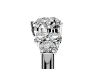 Cluster Engagement Ring Setting for Heart-Shaped Center with Round Cut Accent Frame and Prong Head in Platinum