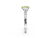 3 Stone Engagement Ring Setting for Fancy Yellow Radiant Cut Center with Channel Baguette Accents and Prong Head in Platinum