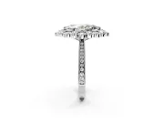 Milgrain Halo Engagement Ring Setting for Marquise Center with Bezel Point Accents and Prong Head in Platinum