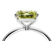 Solitaire Engagement Ring Setting for Fancy Yellow Asscher Cut Center with Straight Thin Band and Prong Head in Platinum