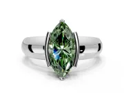 Tension Engagement Ring Setting for Fancy Green Marquise Center with Wide Flat Band and Tension Head in Sterling Silver