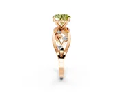 Solitaire Engagement Ring Setting for Fancy Yellow Round Cut Center with Criss-Cross Accent Band and Prong Head in Rose Gold