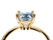 Minimalist Solitaire Engagement Ring Setting for Fancy Blue Oval Center with Thin Band and Prong Head in Yellow Gold