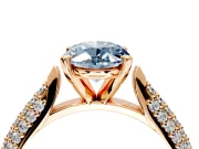 Solitaire Engagement Ring Setting for Fancy Blue Oval Center with Multi-Row Accents and Prong Head in Rose Gold