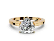 Solitaire Engagement Ring Setting for Heart-Shaped Center with Flat-Sided Plain Band and Prong Head in Yellow Gold