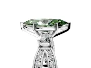 3 Stone Engagement Ring Setting for Fancy Green Marquise Center with Pave Twist Band and Prong Head in Platinum