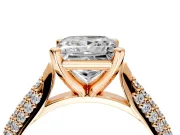 Solitaire Engagement Ring Setting for Princess Cut Center with Multi-Row Accents and Prong Head in Rose Gold