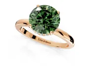 Solitaire Engagement Ring Setting for Fancy Green Round Cut Center with Fine Wire Band and Prong Head in Rose Gold