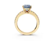 Solitaire Engagement Ring Setting for Fancy Blue Princess Cut Center with Single Row Accent Band and Prong Head in Yellow Gold