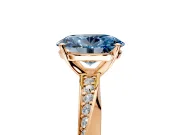 Side Accent Engagement Ring Setting for Fancy Blue Oval Center with Accent Shoulders and Prong Head in Rose Gold