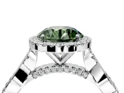 Halo Engagement Ring Setting for Fancy Green Round Cut Center with Twist Band and Prong Head in White Gold