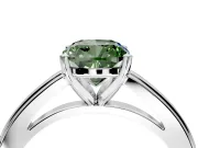Solitaire Engagement Ring Setting for Fancy Green Cushion Cut Center with Flat-Sided Plain Band and Prong Head in White Gold