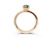 Solitaire Engagement Ring Setting for Fancy Green Pear-Shaped Center with Scrollwork Band and Prong Head in Rose Gold
