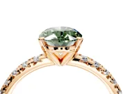 Solitaire Engagement Ring Setting for Fancy Green Oval Center with Large Accents and Prong Head in Rose Gold