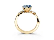 Solitaire Engagement Ring Setting for Fancy Blue Heart-Shaped Center with Marquise Accent Twist Band and Prong Head in Yellow Gold