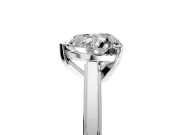 Solitaire Engagement Ring Setting for Heart-Shaped Center with Flat-Sided Plain Band and Prong Head in Platinum