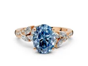Solitaire Engagement Ring Setting for Fancy Blue Oval Center with Marquise Accent Twist Band and Prong Head in Rose Gold