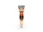 Solitaire Engagement Ring Setting for Fancy Blue Princess Cut Center with Grooved Bar Accent Band and Prong Head in Rose Gold