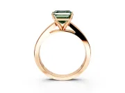 Solitaire Engagement Ring Setting for Fancy Green Asscher Cut Center with Princess Cut Channel Band and Prong Head in Rose Gold