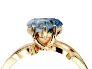 Solitaire Engagement Ring Setting for Fancy Blue Heart-Shaped Center with Pave and Plain Crossover Band and Prong Head in Yellow Gold