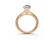 Solitaire Engagement Ring Setting for Fancy Blue Marquise Center with Milgrain Cathedral Band and Prong Head in Rose Gold