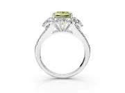 Halo Engagement Ring Setting for Fancy Yellow Princess Cut Center with Two-Strand Split Shank and Prong Head in Platinum