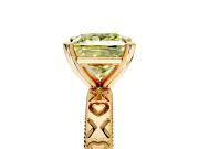 Solitaire Engagement Ring Setting for Fancy Yellow Princess Cut Center with XO Engraved Band and Prong Head in Yellow Gold