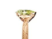 Solitaire Engagement Ring Setting for Fancy Yellow Pear-Shaped Center with Engraved Milgrain Band and Prong Head in Rose Gold