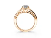 Floral Engagement Ring Setting for Radiant Cut Center with Four Accent Clusters and Prong Head in Rose Gold