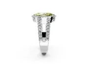 Halo Engagement Ring Setting for Fancy Yellow Marquise Center with Wide-Open Pave Split Shank and Prong Head in Platinum