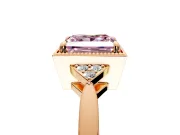 Cluster Engagement Ring Setting for Fancy Pink Princess Cut Center with Milgrain Shoulder Clusters and Prong Head in Rose Gold