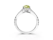 Solitaire Engagement Ring Setting for Fancy Yellow Pear-Shaped Center with Pave Split Shank and Prong Head in White Gold