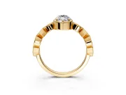 Milgrain Bezel Engagement Ring Setting for Marquise Center with Marquise Stations and Bezel Head in Yellow Gold