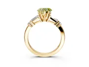 Bar-Set Engagement Ring Setting for Fancy Yellow Heart-Shaped Center with Tapered Baguette Accents and Prong Head in Yellow Gold