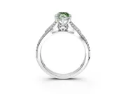 Solitaire Engagement Ring Setting for Fancy Green Marquise Center with Pave Rail Split Shank and Prong Head in Platinum
